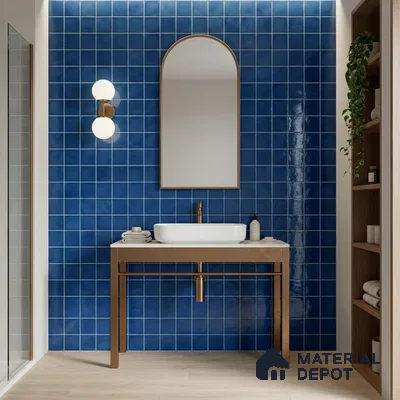 Faux Subway Wall Tile TL 11248 Indigo Mist 2 ft x 1 ft Ceramic Glossy Finish Tile - 9 mm | Suitable For Bathroom, Balcony & Kitchen Backsplash (Sample)