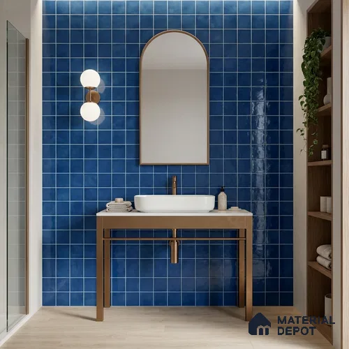 Faux Subway Wall Tile TL 11248 Indigo Mist 2 ft x 1 ft Ceramic Glossy Finish Tile - 9 mm | Suitable For Bathroom, Basin Area, Kitchen Backsplash