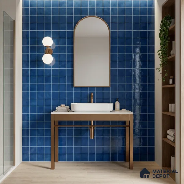 Faux Subway Wall Tile TL 11248 Indigo Mist 2 ft x 1 ft Ceramic Glossy Finish Tile - 9 mm | Suitable For Bathroom, Balcony & Kitchen Backsplash (Sample)