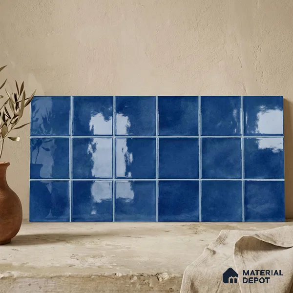 Faux Subway Wall Tile TL 11248 Indigo Mist 2 ft x 1 ft Ceramic Glossy Finish Tile - 9 mm | Suitable For Bathroom, Balcony & Kitchen Backsplash (Sample)