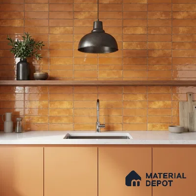 Faux Subway Wall Tile TL 11230 Sunbaked Brick 2 ft x 1 ft Ceramic Glossy Finish Tile - 9 mm | Suitable For Bathroom, Dining Area, Kitchen Backsplash
