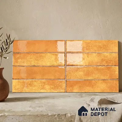 Faux Subway Wall Tile TL 11230 Sunbaked Brick 2 ft x 1 ft Ceramic Glossy Finish Tile - 9 mm | Suitable For Bathroom, Dining Area, Kitchen Backsplash