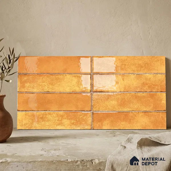 Faux Subway Wall Tile TL 11230 Sunbaked Brick 2 ft x 1 ft Ceramic Glossy Finish Tile - 9 mm | Suitable For Bathroom, Dining Area, Kitchen Backsplash