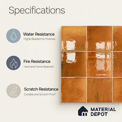 Faux Subway Wall Tile TL 11247 Bronze Ember 2 ft x 1 ft Ceramic Glossy Finish Tile - 9 mm | Suitable For Bathroom, Basin Area, Kitchen Backsplash
