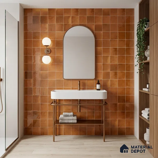Faux Subway Wall Tile TL 11247 Bronze Ember 2 ft x 1 ft Ceramic Glossy Finish Tile - 9 mm | Suitable For Bathroom, Basin Area, Kitchen Backsplash