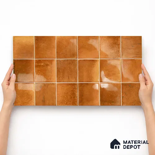 Faux Subway Wall Tile TL 11247 Bronze Ember 2 ft x 1 ft Ceramic Glossy Finish Tile - 9 mm | Suitable For Bathroom, Balcony & Kitchen Backsplash