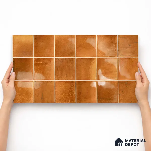 Faux Subway Wall Tile TL 11247 Bronze Ember 2 ft x 1 ft Ceramic Glossy Finish Tile - 9 mm | Suitable For Bathroom, Basin Area, Kitchen Backsplash