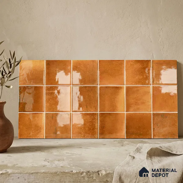 Faux Subway Wall Tile TL 11247 Bronze Ember 2 ft x 1 ft Ceramic Glossy Finish Tile - 9 mm | Suitable For Bathroom, Basin Area, Kitchen Backsplash