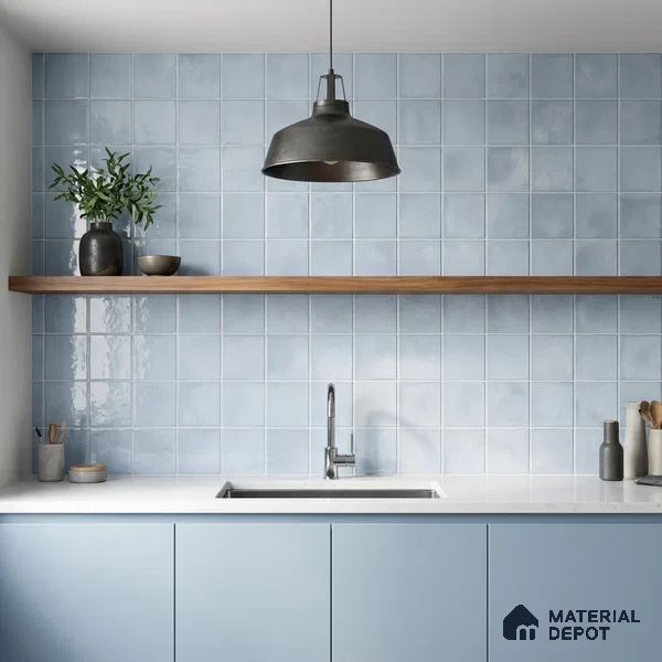 Faux Subway Wall Tile TL 11249 Frosted Mist 2 ft x 1 ft Ceramic Glossy Finish Tile - 9 mm | Suitable For Bathroom, Basin Area, Kitchen Backsplash