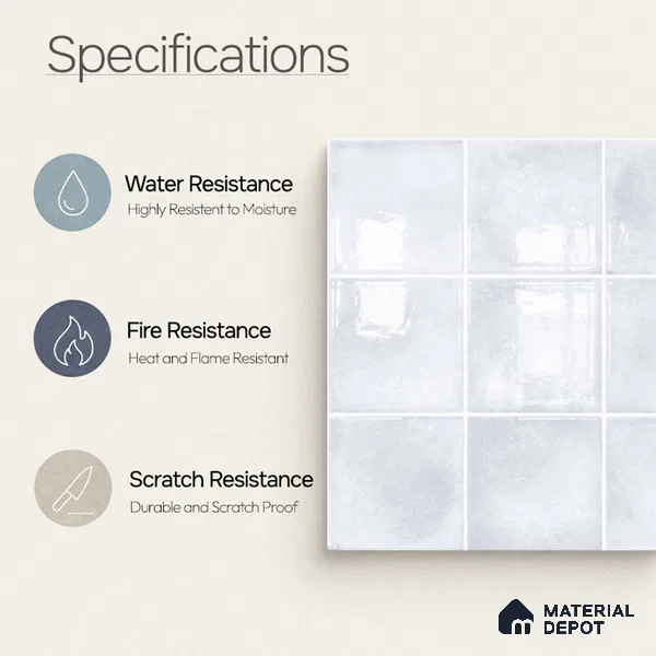 Faux Subway Wall Tile TL 11249 Frosted Mist 2 ft x 1 ft Ceramic Glossy Finish Tile - 9 mm | Suitable For Bathroom, Basin Area, Kitchen Backsplash
