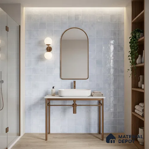 Faux Subway Wall Tile TL 11249 Frosted Mist 2 ft x 1 ft Ceramic Glossy Finish Tile - 9 mm | Suitable For Bathroom, Basin Area, Kitchen Backsplash