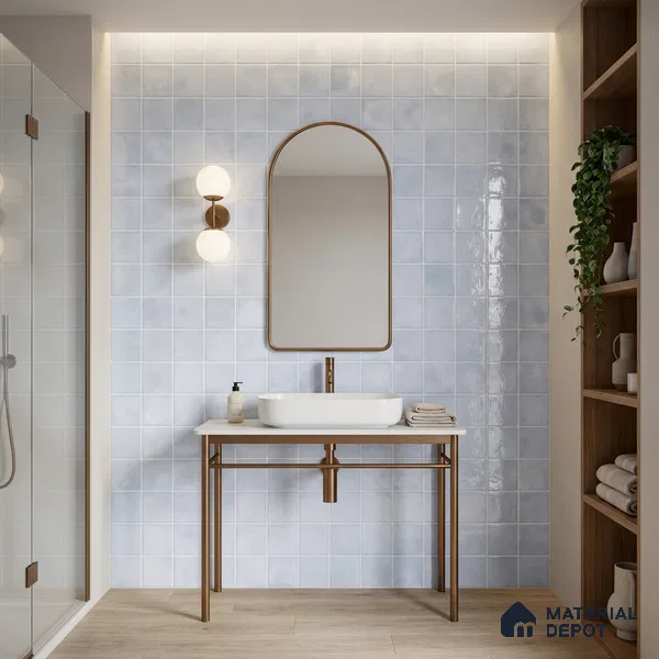 Faux Subway Wall Tile TL 11249 Frosted Mist 2 ft x 1 ft Ceramic Glossy Finish Tile - 9 mm | Suitable For Bathroom, Basin Area, Kitchen Backsplash