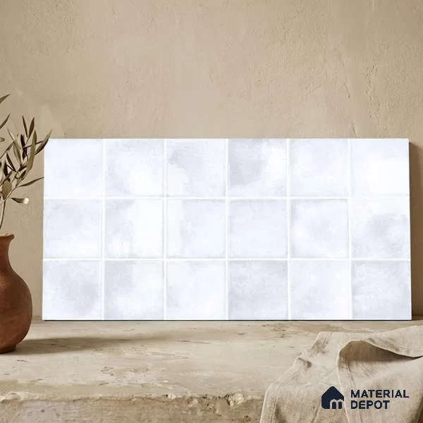 Faux Subway Wall Tile TL 11249 Frosted Mist 2 ft x 1 ft Ceramic Glossy Finish Tile - 9 mm | Suitable For Bathroom, Basin Area, Kitchen Backsplash