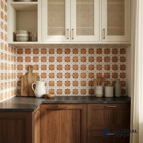 Patterned Wall Tile TL 11270 Cotto Star Mosaic 2 ft x 1 ft Ceramic Granulla Finish Tile - 9 mm | Suitable For Bathroom, Balcony & Kitchen Backsplash