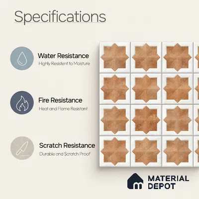 Patterned Wall Tile TL 11270 Cotto Star Mosaic 2 ft x 1 ft Ceramic Granulla Finish Tile - 9 mm | Suitable For Bathroom, Balcony & Kitchen Backsplash