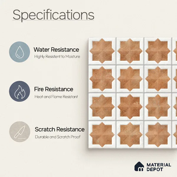 Patterned Wall Tile TL 11270 Cotto Star Mosaic 2 ft x 1 ft Ceramic Granulla Finish Tile - 9 mm | Suitable For Bathroom, Balcony & Kitchen Backsplash
