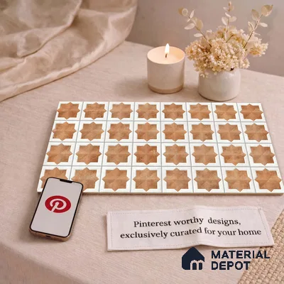Patterned Wall Tile TL 11270 Cotto Star Mosaic 2 ft x 1 ft Ceramic Granulla Finish Tile - 9 mm | Suitable For Bathroom, Balcony & Kitchen Backsplash