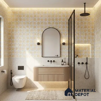 Patterned Wall Tile TL 11270 Cotto Star Mosaic 2 ft x 1 ft Ceramic Granulla Finish Tile - 9 mm | Suitable For Bathroom, Balcony & Kitchen Backsplash