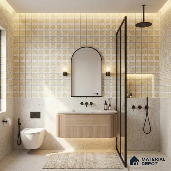 Patterned Wall Tile TL 11270 Cotto Star Mosaic 2 ft x 1 ft Ceramic Granulla Finish Tile - 9 mm | Suitable For Bathroom, Balcony & Kitchen Backsplash
