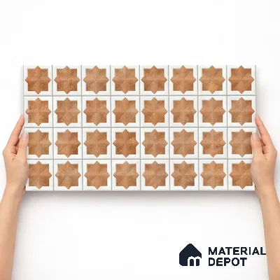 Patterned Wall Tile TL 11270 Cotto Star Mosaic 2 ft x 1 ft Ceramic Granulla Finish Tile - 9 mm | Suitable For Bathroom, Balcony & Kitchen Backsplash