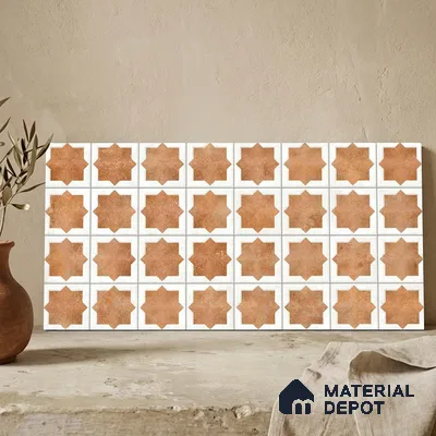 Patterned Wall Tile TL 11270 Cotto Star Mosaic 2 ft x 1 ft Ceramic Granulla Finish Tile - 9 mm | Suitable For Bathroom, Balcony & Kitchen Backsplash