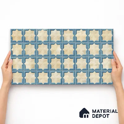 Patterned Wall Tile TL 11271 Azure Medina 2 ft x 1 ft Ceramic Granulla Finish Tile - 9 mm | Suitable For Bathroom, Balcony & Kitchen Backsplash