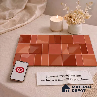 Faux Subway Wall Tile TL 11236 Terracotta Patch 2 ft x 1 ft Ceramic Glossy Finish Tile - 9 mm | Suitable For Bathroom, Basin Area, Kitchen Backsplash