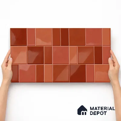 Faux Subway Wall Tile TL 11236 Terracotta Patch 2 ft x 1 ft Ceramic Glossy Finish Tile - 9 mm | Suitable For Bathroom, Basin Area, Kitchen Backsplash