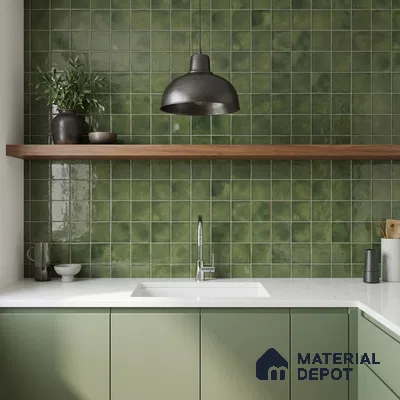 Faux Subway Wall Tile TL 11258 Verdant Mist 2 ft x 1 ft Ceramic Glossy Finish Tile - 9 mm | Suitable For Bathroom, Basin Area, Kitchen Backsplash