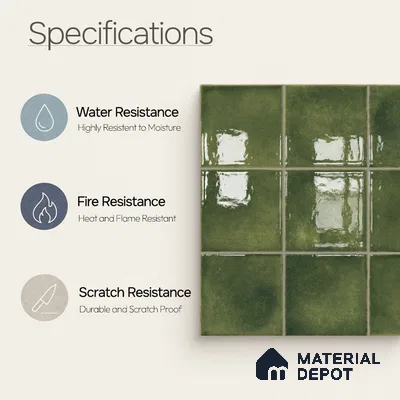 Faux Subway Wall Tile TL 11258 Verdant Mist 2 ft x 1 ft Ceramic Glossy Finish Tile - 9 mm | Suitable For Bathroom, Basin Area, Kitchen Backsplash