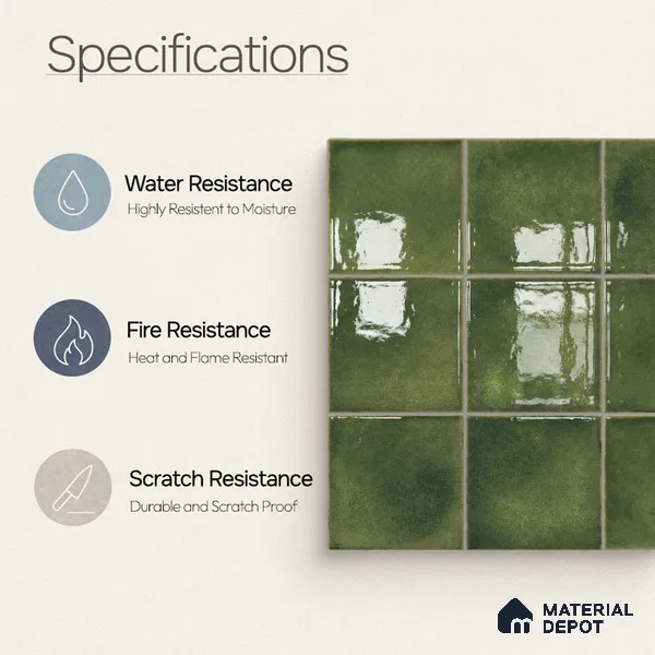 Faux Subway Wall Tile TL 11258 Verdant Mist 2 ft x 1 ft Ceramic Glossy Finish Tile - 9 mm | Suitable For Bathroom, Basin Area, Kitchen Backsplash