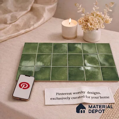 Faux Subway Wall Tile TL 11258 Verdant Mist 2 ft x 1 ft Ceramic Glossy Finish Tile - 9 mm | Suitable For Bathroom, Basin Area, Kitchen Backsplash