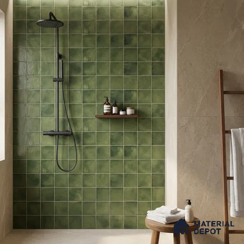Faux Subway Wall Tile TL 11258 Verdant Mist 2 ft x 1 ft Ceramic Glossy Finish Tile - 9 mm | Suitable For Bathroom, Basin Area, Kitchen Backsplash