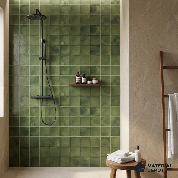 Faux Subway Wall Tile TL 11258 Verdant Mist 2 ft x 1 ft Ceramic Glossy Finish Tile - 9 mm | Suitable For Bathroom, Basin Area, Kitchen Backsplash