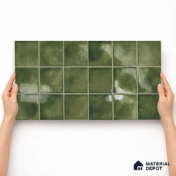 Faux Subway Wall Tile TL 11258 Verdant Mist 2 ft x 1 ft Ceramic Glossy Finish Tile - 9 mm | Suitable For Bathroom, Basin Area, Kitchen Backsplash