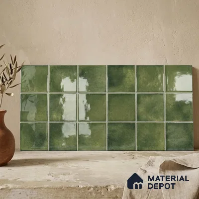 Faux Subway Wall Tile TL 11258 Verdant Mist 2 ft x 1 ft Ceramic Glossy Finish Tile - 9 mm | Suitable For Bathroom, Basin Area, Kitchen Backsplash