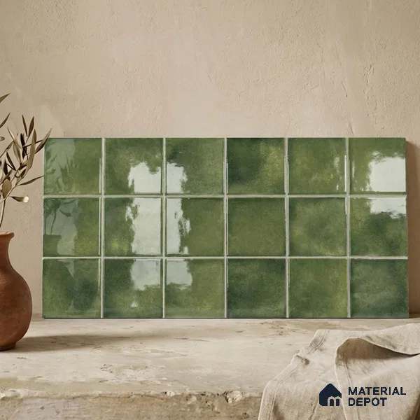 Faux Subway Wall Tile TL 11258 Verdant Mist 2 ft x 1 ft Ceramic Glossy Finish Tile - 9 mm | Suitable For Bathroom, Basin Area, Kitchen Backsplash