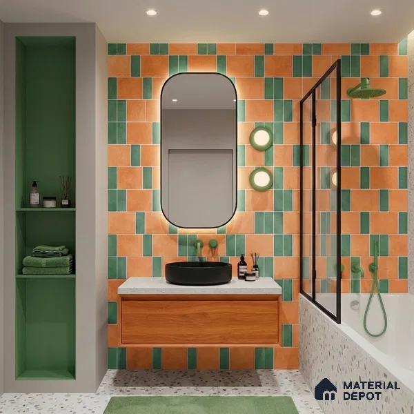 Faux Subway Wall Tile TL 11262 Terracotta Grove 2 ft x 1 ft Ceramic Granulla Finish Tile - 9 mm | Suitable For Bathroom, Basin Area, Kitchen Backsplash