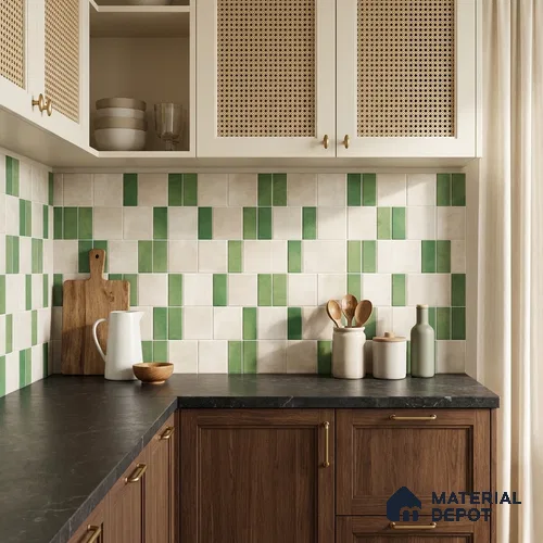 Faux Subway Wall Tile TL 11263 Verdant Block 2 ft x 1 ft Ceramic Granulla Finish Tile - 9 mm | Suitable For Bathroom, Basin Area, Kitchen Backsplash