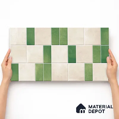 Faux Subway Wall Tile TL 11263 Verdant Block 2 ft x 1 ft Ceramic Granulla Finish Tile - 9 mm | Suitable For Bathroom, Balcony & Kitchen Backsplash (Sample)
