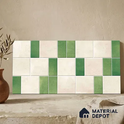 Faux Subway Wall Tile TL 11263 Verdant Block 2 ft x 1 ft Ceramic Granulla Finish Tile - 9 mm | Suitable For Bathroom, Balcony & Kitchen Backsplash (Sample)