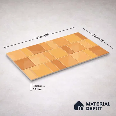 Faux Subway Wall Tile TL 11238 Amber Patchwork 2 ft x 1 ft Ceramic Glossy Finish Tile - 9 mm | Suitable For Bathroom, Balcony & Kitchen Backsplash (Sample)