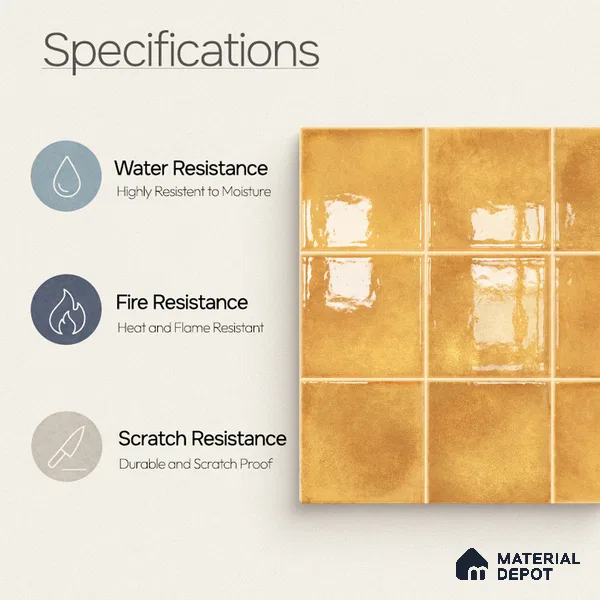 Faux Subway Wall Tile TL 11250 Saffron Aura 2 ft x 1 ft Ceramic Glossy Finish Tile - 9 mm | Suitable For Bathroom, Basin Area, Kitchen Backsplash
