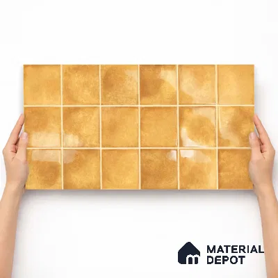 Faux Subway Wall Tile TL 11250 Saffron Aura 2 ft x 1 ft Ceramic Glossy Finish Tile - 9 mm | Suitable For Bathroom, Basin Area, Kitchen Backsplash