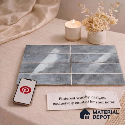Faux Subway Wall Tile TL 11234 Titan Slate 2 ft x 1 ft Ceramic Glossy Finish Tile - 9 mm | Suitable For Bathroom, Dining Area, Kitchen Backsplash
