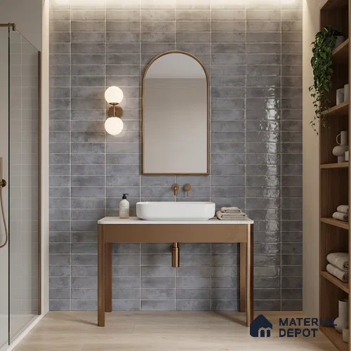Faux Subway Wall Tile TL 11234 Titan Slate 2 ft x 1 ft Ceramic Glossy Finish Tile - 9 mm | Suitable For Bathroom, Dining Area, Kitchen Backsplash