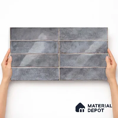 Faux Subway Wall Tile TL 11234 Titan Slate 2 ft x 1 ft Ceramic Glossy Finish Tile - 9 mm | Suitable For Bathroom, Dining Area, Kitchen Backsplash
