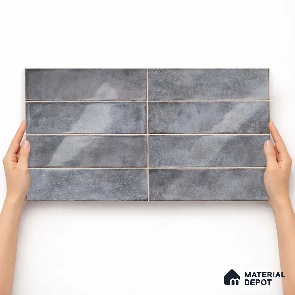 Faux Subway Wall Tile TL 11234 Titan Slate 2 ft x 1 ft Ceramic Glossy Finish Tile - 9 mm | Suitable For Bathroom, Dining Area, Kitchen Backsplash