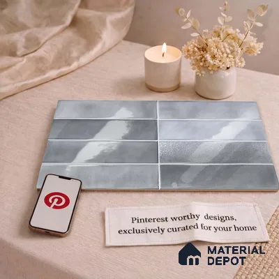Faux Subway Wall Tile TL 11228 Silver Mist 2 ft x 1 ft Ceramic Glossy Finish Tile - 9 mm | Suitable For Bathroom, Dining Area, Kitchen Backsplash