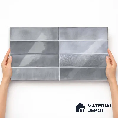 Faux Subway Wall Tile TL 11228 Silver Mist 2 ft x 1 ft Ceramic Glossy Finish Tile - 9 mm | Suitable For Bathroom, Dining Area, Kitchen Backsplash